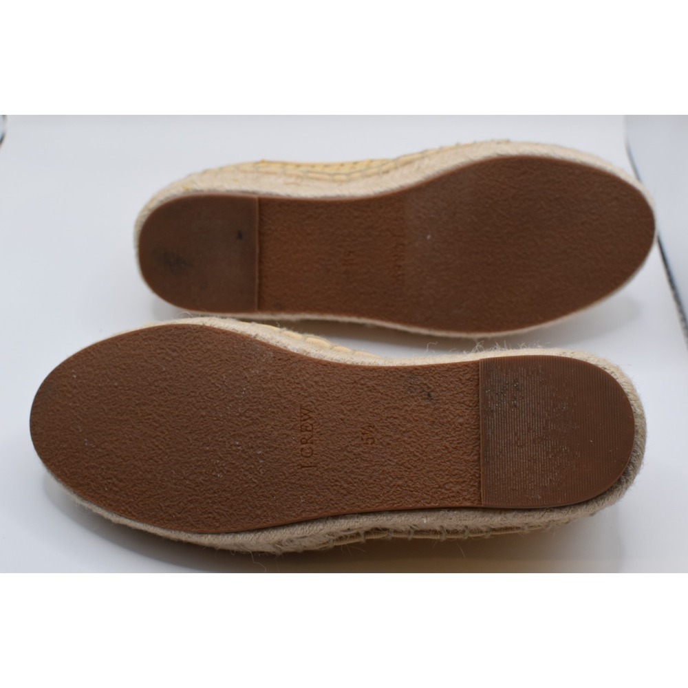 J Crew Straw Espadrille Flats Slip On Shoes Women Size 5.5 Natural Woven   CH645 - Picture 9 of 12